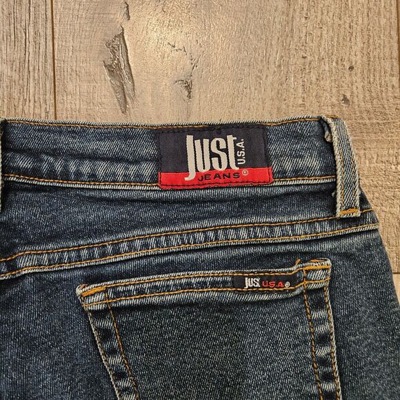 Y2K Vintage Just USA Distressed Flared Jeans Woman Size 13 Made in USA - Picture 5 of 8